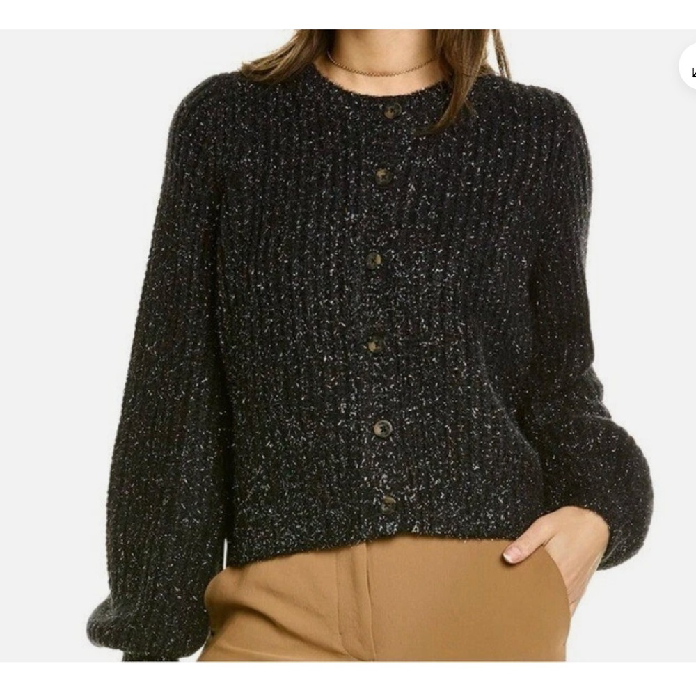 Boden Women's Chunky Cardigan‎ Sweater Alpaca Metallic Black US12 UK16 K0666 NWT